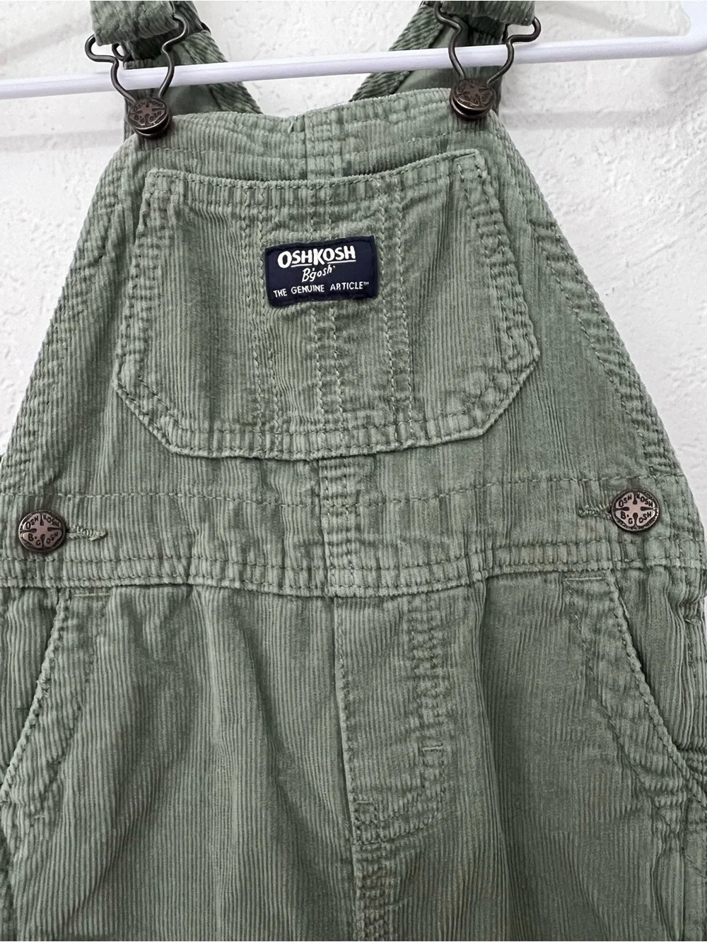 OshKosh B'gosh Olive Green Corduroy Toddler Adjustable Overalls Size 18 Months